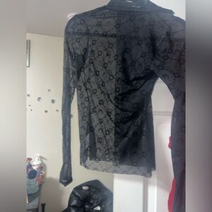 Black Sheer Long Sleeve Top